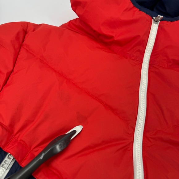 Nike Down Fill Puffer Jacket Bubble Coat Red Blue Hooded Full Zip Men's Medium - Picture 11 of 14